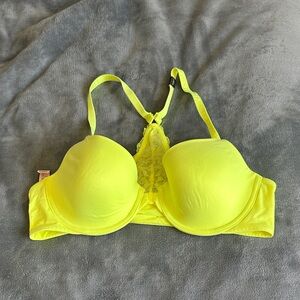 Victoria's Secret Neon Yellow Bra with Lace Detail